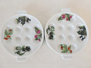 Lot de 2 assiettes Escargot 12 puits <span class=keywords><strong>Porcelaine</strong></span> Paris Vintage Motif Fruits Glacé Peint à la Main <span class=keywords><strong>Plats</strong></span> <span class=keywords><strong>Escargots</strong></span> Français pour Restaurant - Product Image 4