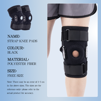 Genouillère de sport unisexe noire en polyester respirant réglable, vente en gros d'usine, toutes saisons, fitness, basketball, course à pied