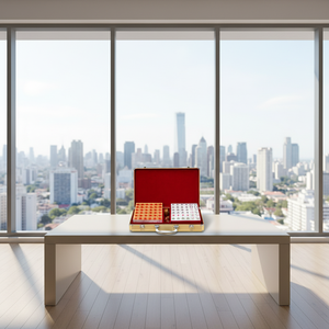 Jeu <span class=keywords><strong>de</strong></span> <span class=keywords><strong>Mahjong</strong></span> chinois <span class=keywords><strong>de</strong></span> luxe <span class=keywords><strong>de</strong></span> haute qualité Easysay, plateau <span class=keywords><strong>de</strong></span> jeu en acrylique argenté et doré avec boîte en aluminium - Product Image 4