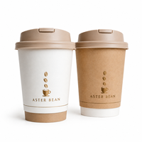 Gobelet en papier à double paroi imprimé sur mesure avec logo en aluminium, couvercle plat, 8oz 12oz 16oz pour boissons chaudes, café à emporter