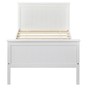 Modern Minimalist <b>Wooden</b> <b>Bed</b> Frame Pine Double <b>Bed</b> Storage Headboard <b>White</b> Finish - Product Image 4