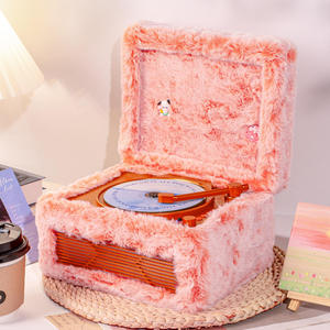 Cute Furry Plush Retro CD Player Built in Speaker <b>USB</b> Playback AUX Input Photo Display for Home Bedroom Gift - Product Image 4