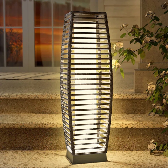 Large Black Metal Integrated Floor Lamp