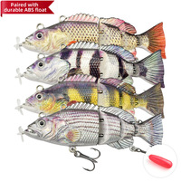 OEM 10cm 13.5cm Umpan Pancing Elektrik LED Isi Ulang USB Robotik 4-Bagian Wobbler Multi-Sendi Perlengkapan Memancing ABS