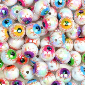 Perles œil de bœuf colorées en acrylique de 16 mm, perles œil électroplaquées UV, accessoires de bijoux pour stylos à perles faits main DIY - Product Image 1