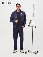 Veste polaire homme FIGS SHIFT pour l'automne, col montant, fermeture éclair, respirante, style vêtement de travail, 100 % polyester, imprimé délavé