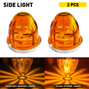 ไฟแตงโม LED 2 ชิ้น สีเหลืองอำพัน 3000k ไฟแฟลชสำหรับรถบรรทุก รถพ่วง ไฟเลี้ยวข้างทรงกลม - Product Image 5