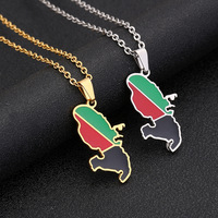 Colliers chaîne HY en émail avec carte de la Martinique, en acier inoxydable plaqué or 18 carats, pendentif carte de la Martinique avec drapeau national en émail