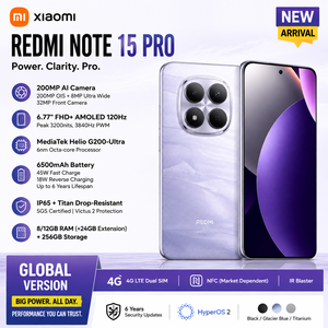 <span class=keywords><strong>XIAOMI</strong></span> Redmi Note 15 Pro, Cámara de 200MP, Teléfono Inteligente Android, Batería de Larga Duración de 6500mAh, Pantalla AMOLED de 6.77 Pulgadas y 120Hz, Carga de 45W, Doble SIM - Product Image 1