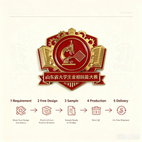 Badge en métal émaillé OEM moulé sous pression, plaqué or, gaufré, personnalisé, pour concours universitaires, récompenses et cadeaux promotionnels