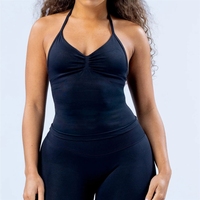 Atasan Vest Olahraga Tanpa Jahitan Bahan Nylon Matte Elastis Tinggi dengan Bantalan Dada untuk Punggung Indah, Vest Yoga Fitness untuk Wanita