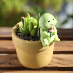 Pot à succulentes en résine tortue verte Kawaii, décoration fantaisie en forme d'animal, trou de drainage, cadeau écologique pour la maison, le bureau ou le balcon - Product Image 3