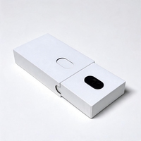 Boîte de sécurité coulissante personnalisée à verrouillage, à bouton inférieur unique, en papier rigide avec découpe latérale pour doigt