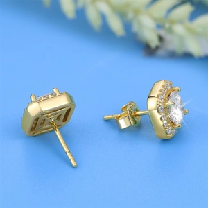 Boucles d'oreilles en argent sterling 925 plaqué or avec fleurs en moissanite, boucles d'oreilles en diamant moissanite - Product Image 4