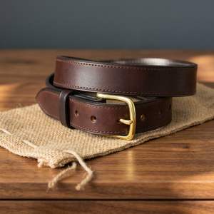 BS INTERNATIONAL Brown Unisex Vintage Square Cow Hide Steel Pin <b>Belt</b> 100% Genuine Waterproof Eco-Friendly Heavy Duty 3.8CM - Product Image 1