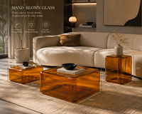 Table basse en verre moderne de haute qualité, table d'appoint ronde Art Déco soufflée à la main, table d'angle et de côté minimaliste pour salon