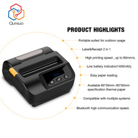 Printer Thermal Mini LCD 3 inci 80MM Genggam Portabel untuk Struk dan Barcode Laser
