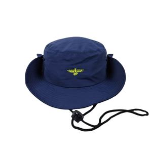 หมวกปีกกว้างแบบมีเชือกปักโลโก้หมวกทรงถังชาวประมง - Product Image 2