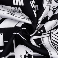 Venta al por mayor drapeado brillante sostenible 100% poliéster Anime impreso mujeres satén tela anti-pastillas tejidas para camisas