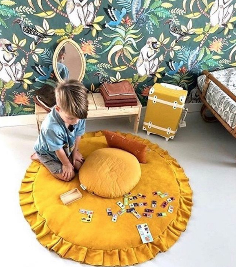 Кружевной круглый напольный коврик для детской комнаты, утолщенный детский коврик для альпинизма, детский игровой коврик