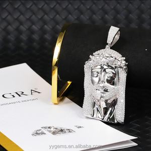 Pendentif Jésus en moissanite en vente chaude, bijoux fins, argent 925, diamant, pendentif hip hop pour collier, pendentif Jésus en moissanite VVS - Product Image 6