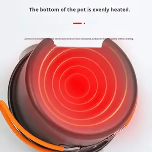 Ensemble de cuisine portable en alumine dure de haute qualité avec une casserole à couvercle unique en aluminium, une bouilloire à thé, ustensiles de cuisine pour le <span class=keywords><strong>camping</strong></span> en plein air - Product Image 4