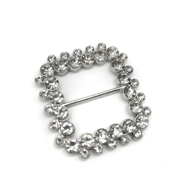 Vente en gros de boucle de ceinture carrée de luxe en strass mode boucles décoratives personnalisées en cristal boucle réglable en métal de sac pour les femmes