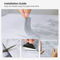 Tuiles linéaires modernes imperméables faciles à installer, à coller – Faux carrelage mural en verre sans joint pour cuisine et salle de bain