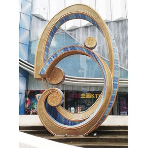 Sculpture métallique abstraite moderne SENZHAO, en laiton plaqué or, décoration artistique, forme irrégulière, technique de moulage, exposition d'art public extérieur - Product Image 1
