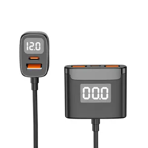 5-in-1超快汽车充电器78W USB C汽车充电器LED电压显示PD 3.0/QC 4.0/3.0/PPS类型C多汽车充电器扩展