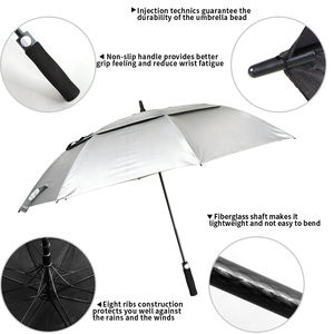 Parapluies de golf UV 30, protection UV, grande baldaquin, coupe-vent, nylon 190T, 8 baleines, armature en fibre de verre, ouverture automatique, soleil, pluie, sport de plein air - Product Image 5