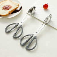 Pince alimentaire en acier inoxydable de style ciseaux, 26 cm, avec manche en forme de bambou, pour boulangerie, buffet, restaurant, vente en gros