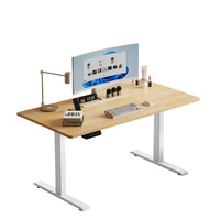Table de bureau d'ordinateur de bureau réglable en bois massif avec double moteurs cachés modernes, cadre en acier, élévateur électrique ergonomique