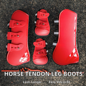 รองเท้าป้องกันข้อเท้าม้าแบบทนทาน สำหรับขาหน้าและขาหลัง พร้อมสายรัด วัสดุ PU หลายสี - Product Image 2