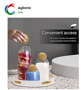 61MM Super Usine Pas Cher <span class=keywords><strong>Prix</strong></span> Personnaliser Bocaux En Liège Naturel avec Couvercles À Boules pour Conteneur Couvercle En Forme <span class=keywords><strong>De</strong></span> Boule En Bois - Product Image 2