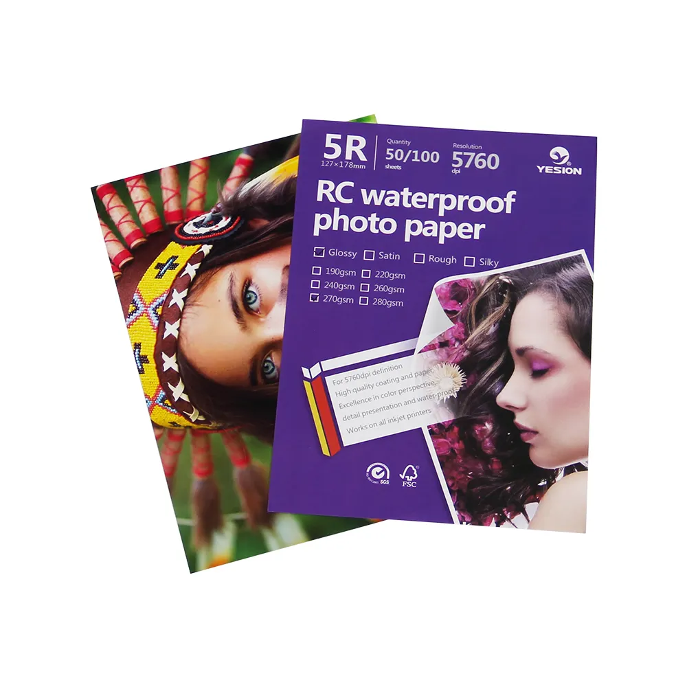 RC Kertas Foto Satin/Glossy/Kasar/Karung Kertas Foto Tahan Air untuk Pencetakan Inkjet