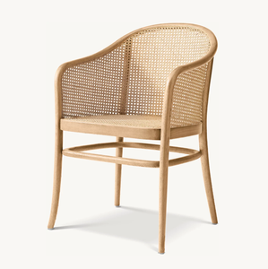 Sassanid OEM Café europeo Iconic Silla de madera curvada Comedor americano July Cane Barrel Comedor Sillón - Product Image 1