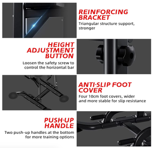 Équipement de fitness d'intérieur noir durable Banc et support de traction en métal de sécurité à simple et double pôle avec barres parallèles au sol - Product Image 5