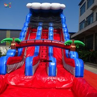 Toboggan aquatique gonflable de qualité commerciale de 20 pieds, couleur marbre bleu, avec piscine, pour jardin ou usage scolaire