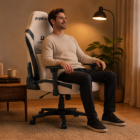 Chaise de jeu ergonomique en cuir, dossier haut, hauteur réglable, soutien lombaire, pivotement à 360 degrés, siège de bureau pour ordinateur