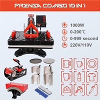 Machine de Sublimation Presse à Chaud Combinée Multifonctionnelle 10 en 1 avec Plateaux pour Tasses, Assiettes et Casquettes pour T-shirts