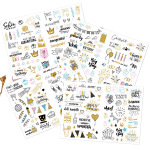 <span class=keywords><strong>Happy</strong></span> Dailylife série 4 pièces personnalisé PVC mignon autocollants UV impression Pack nouveau Design Simple décoration bricolage ferraille - Product Image 1