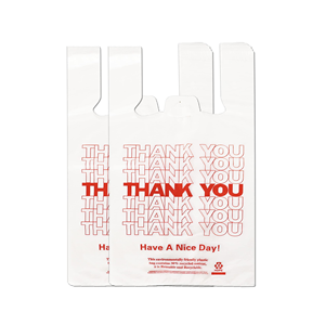T-shirt blanc personnalisé avec logo, taille 1/6, sac en plastique PE pour supermarché, idéal pour l'emballage de fruits et l'épicerie, sac de courses pour la vente au détail - Product Image 1