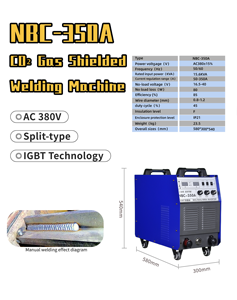 เครื่องเชื่อมพกพา NBC-350A IGBT 380V CO2 สำหรับงานอุตสาหกรรม ผลิตในประเทศจีน เครื่องเชื่อมโลหะแบบป้องกันด้วยก๊าซ CO2 - Product Image 3