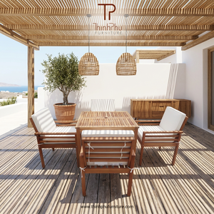 Contemporary Outdoor Rattan Garden Chair Eco-friendly Foldable Solid Wood <b>Frame</b> for Restaurant Hotel Kitchen Courtyard Villa - Product Image 3