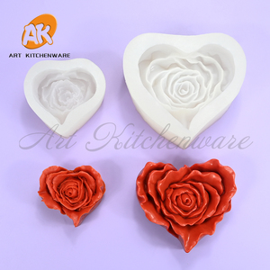 Moldes de silicona 3D <span class=keywords><strong>AK</strong></span> Rose Heart para velas de resina, molde para decoración de pasteles de mousse para bodas, molde para chocolate, decoración de hormigón DIY - Product Image 1