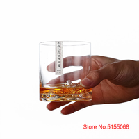 Verre à whisky 3D style japonais en forme d'iceberg, design classique, en cristal, 220 ml, avec sous-verre gratuit et coffret cadeau en bois pour offrir