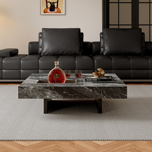 Tavolino da Caffè Rock Tea, Lusso Leggero e Minimalista, per Soggiorno, Piccolo, Quadrato, Personalizzabile in Fabbrica, Marrone, Tavolino da Caffè Compatto - Product Image 3