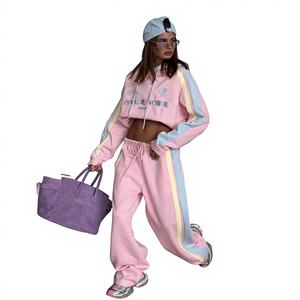 Nouvelle Collection 2025 – Ensemble Sportif <span class=keywords><strong>Rose</strong></span> pour Femme : Sweat à Capuche Décontracté et Pantalon Droit – Vente en Gros - Product Image 1