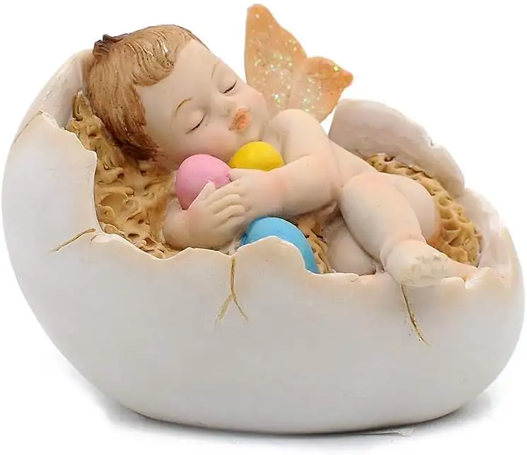 Figurine ange en polyrésine-œuf